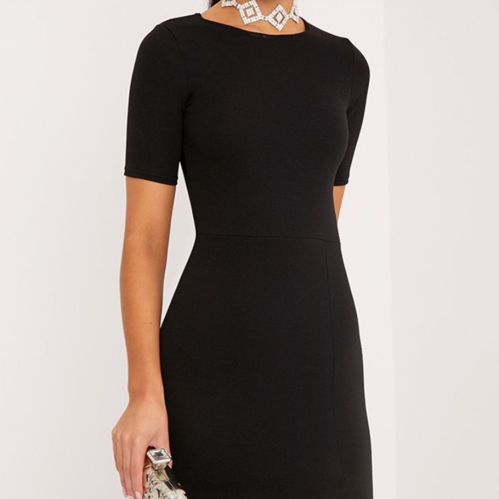 Black Bodycon Cap Sleeve Dress